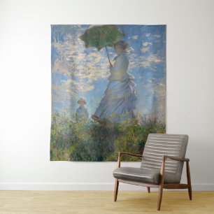 Tapete De Parede Claude Monet Mulher com um Guarda-Sol Arte Refinad