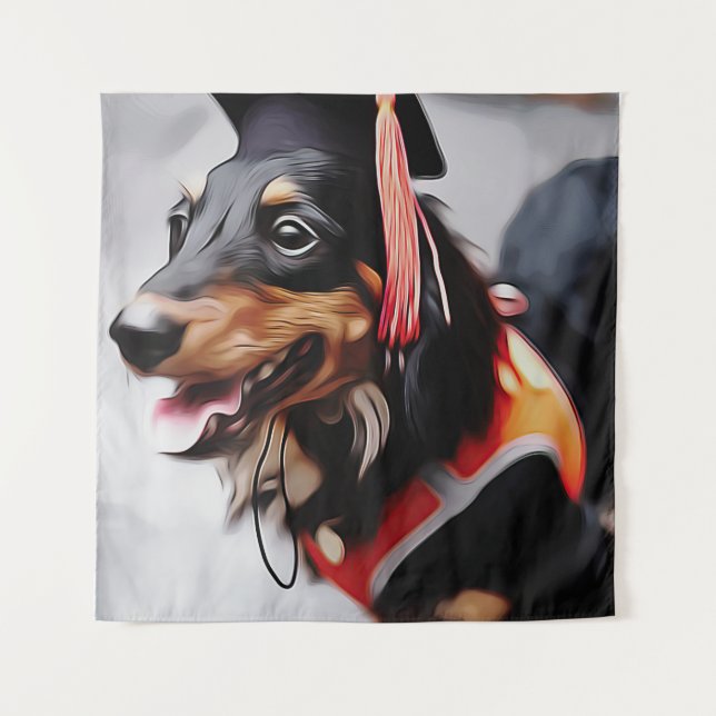 Tapete De Parede Close de cachorro dachshund usando chapéu de forma (Frente)