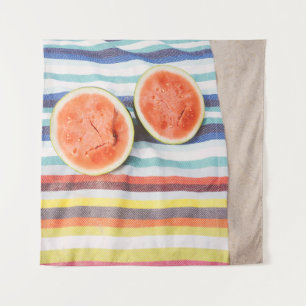 Tapete De Parede Closeup photo of slice watermelon fruits on cloth