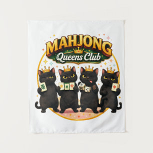 Tapete De Parede Clube das Rainhas do Mahjong Gatos Pretos Fofos