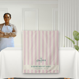 Tapete De Parede Coastal Pink Stripes Bakery Logo Table Runner