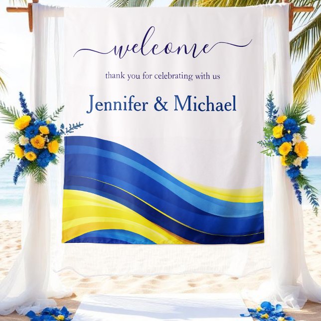 Tapete De Parede Cobalt Blue and Yellow Wedding Welcome Sign (Cobalt Blue and Yellow Wedding Welcome Sign )
