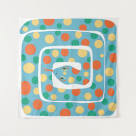 Tapete De Parede Cobra Bolinhas Azul E Abstrato Laranja Reproduzíve