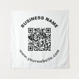 Tapete De Parede Código QR com Nome da Empresa Texto Circular em Ne
