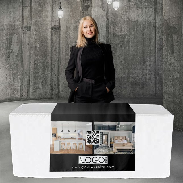 Tapete De Parede Código QR do Banner de Mesa Real Estate do Executa (Logo Photo Table Runner Banner Real Estate QR Code Tapestry)