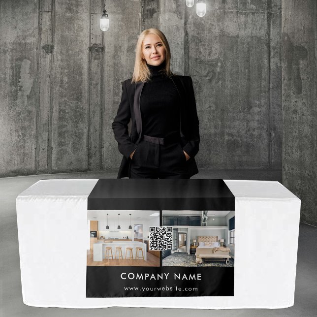 Tapete De Parede Código QR do Banner do Imobiliário do Runner de Me (Business Table Runner Banner Real Estate QR Code Tapestry)