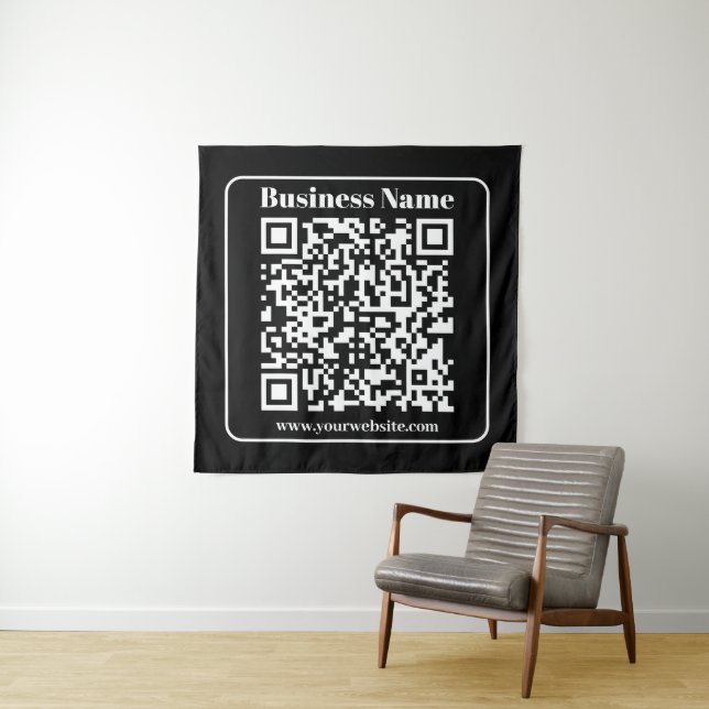Tapete De Parede Código QR editável Estilo Moderno Retroativo Preto (In Situ)