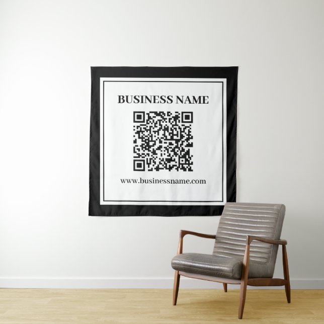 Tapete De Parede Código QR empresarial | Preto e Branco (In Situ)