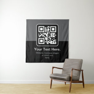 Tapete De Parede Código QR Modern Escaneável   Preto, Cinza e Branc