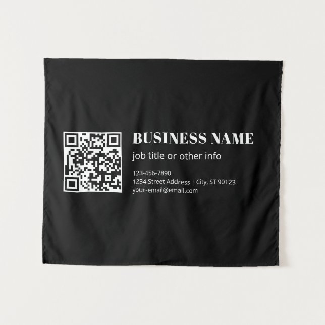 Tapete De Parede Código QR personalizado & Texto retrô-moderno edit (Frente (Horizontal))