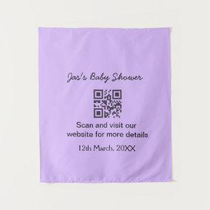 Tapete De Parede Código QR simples roxo para chá de bebê adicionar