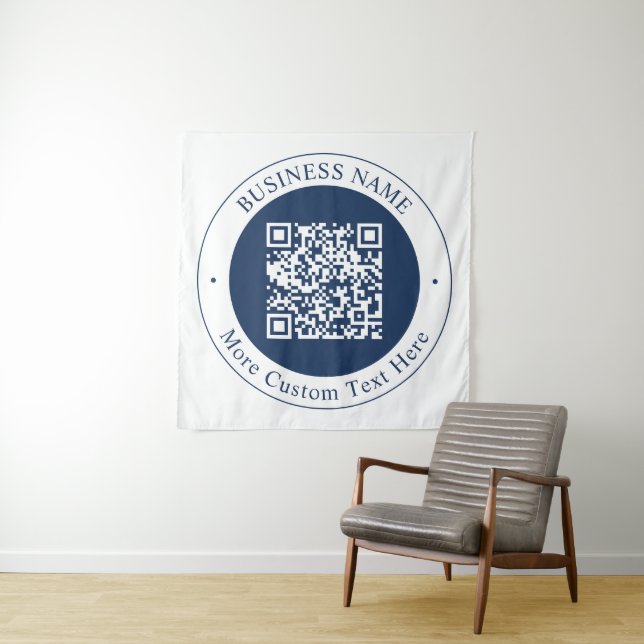 Tapete De Parede Código QR & Texto personalizáveis | Azul Marinho E (In Situ)