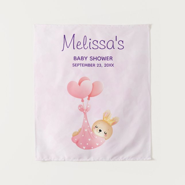 Tapete De Parede Coelhinho Fofo em um Cobertor em Forma de Coração  (Frente)