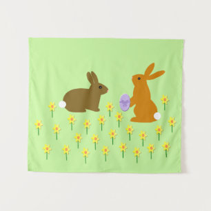 Tapete De Parede Coelhinhos de Páscoa e Daffodils