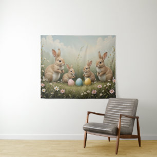 Tapete De Parede Coelhinhos de Páscoa Whimsical em Pastel Russo-Som