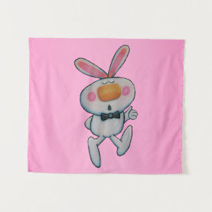 Tapete De Parede Coelho Branco Bonito Pica-Se Para Cima Arco Preto,