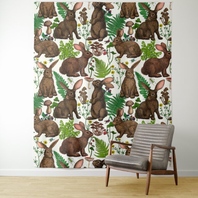 Tapete De Parede Coelhos e flora florestal 4 (In Situ)