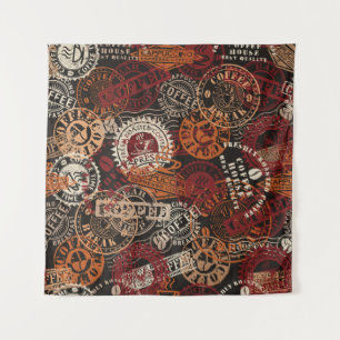 Tapete De Parede Coffee shop rubber stamp and grunge badge collecti