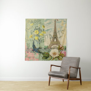 Tapete De Parede Colagem da arte gráfica do viagem de Paris France