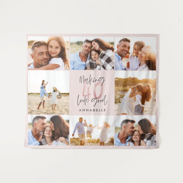 Tapete De Parede colagem de fotos com brilho rosa feminino para 40  (Frente (Horizontal))