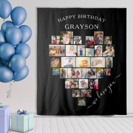 Tapete De Parede Colagem de Fotos de Coração Feliz Aniversário Pers