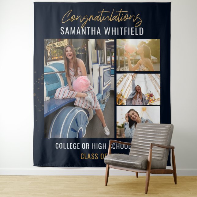 Tapete De Parede Colagem de Fotos de Formatura 2025 Fotobooth Azul  (In Situ)