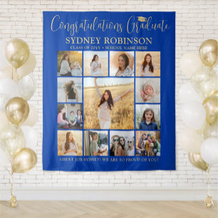 Tapete De Parede Colagem de Fotos de Formatura com Fundo Azul Royal