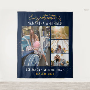 Tapete De Parede Colagem de Fotos de Formatura Fundo de Festa Azul 