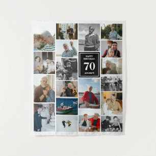 Tapete De Parede Colagem de Fotos Pretas Feliz Aniversário Nome e I