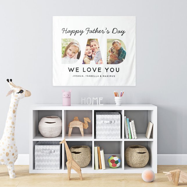 Tapete De Parede Colagem Personalizada de Fotos do Pai Feliz (Criador carregado)