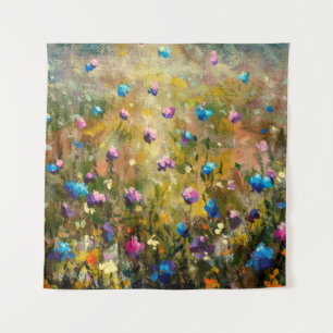 Tapete De Parede colapso de pintura Belo prado de rosa azul