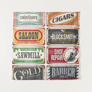 Tapete De Parede Coleção de posters de compro Vintage. Estante retr