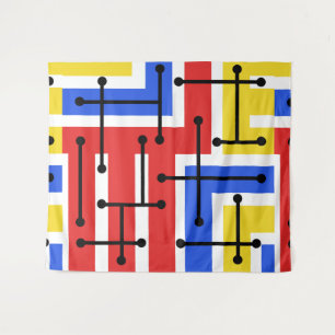 Tapete De Parede Colores Primárias de Arte Geométrica