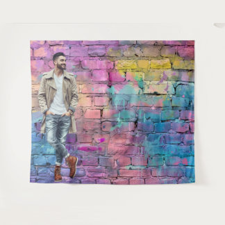 Tapete De Parede Colorful Graffiti Brick Wall Party Backdrop