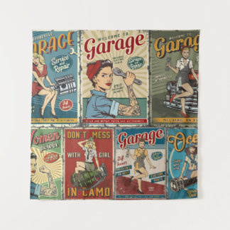Tapete De Parede Colorful pin up posters collection with garage rep