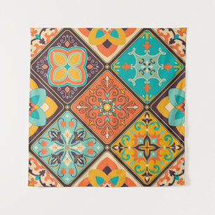 Tapete De Parede Colorida azulejo de retalhos de inspiração islâmic