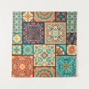 Tapete De Parede Colorida azulejo de retalhos: Motivos islâmicos.