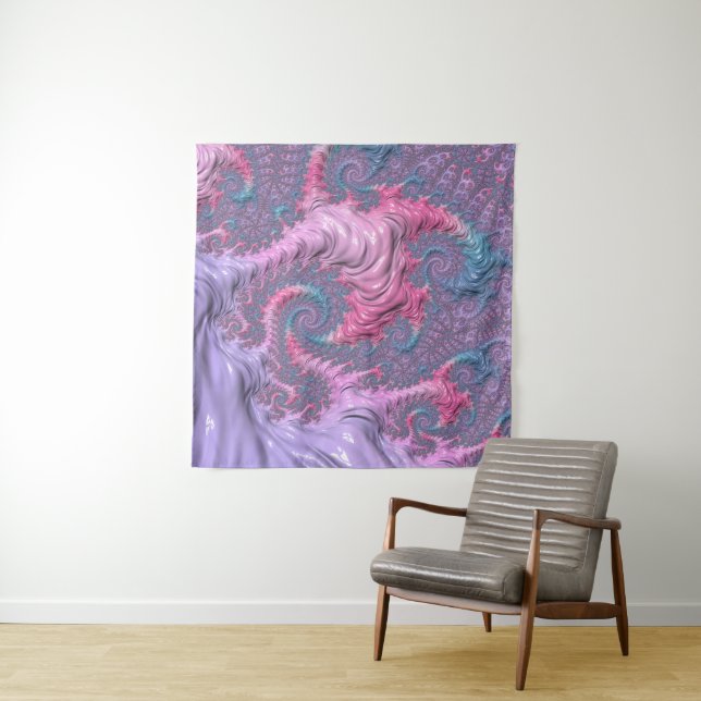 Tapete De Parede Colorida Boho Hippie Groovy Trippy Pastel Fractal (In Situ (Horizontal))