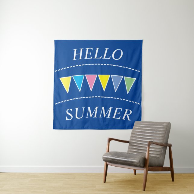 Tapete De Parede Colorida Bunting Hello Summer (In Situ)