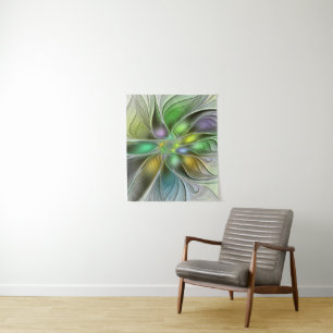 Tapete De Parede Colorida Fantasy Flor Moderno Abstrato Fractal