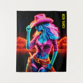 Tapete De Parede Colorida garota ocidental com chapéu de cowboy ros