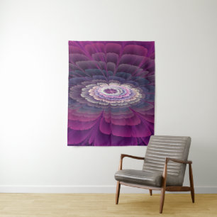 Tapete De Parede Colorido Floral Abstrato Arte Fractal Rosa Marcant