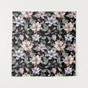 Tapete De Parede Columbina Exótica: Negra Floral Watercolor.