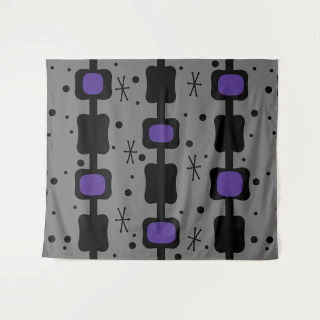 Tapete De Parede Colunas do Médio Retroativo Caixas Indigo (Frente (Horizontal))