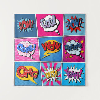 Tapete De Parede Comic Bubbles Set. Expressões Bom, Legal, Poa, Oop