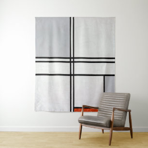 Tapete De Parede Composição (Nº 1) Cinza-Vermelho Piet Mondrian