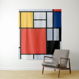 Tapete De Parede Composição Vermelho, Amarelo, Azul, Preto | Mondri