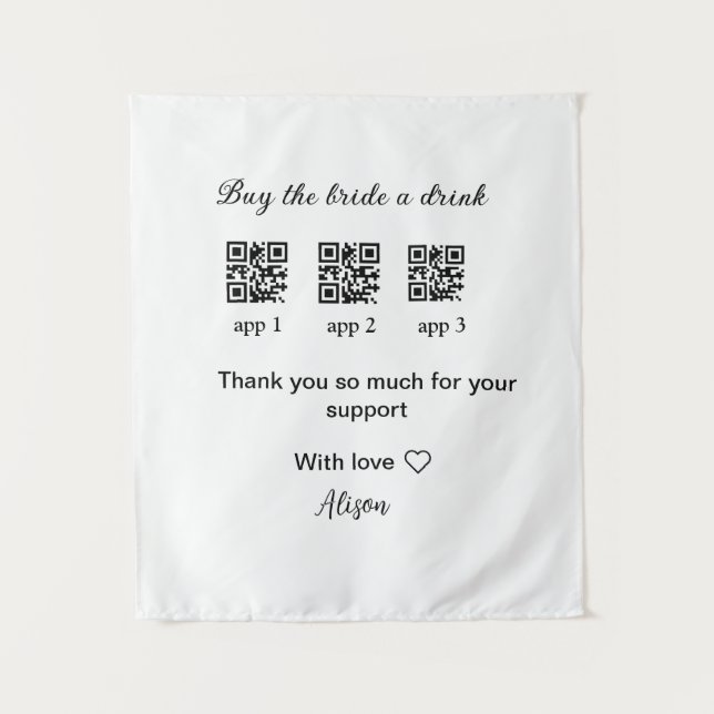 Tapete De Parede comprar noiva uma bebida ler código QR obrigadoCon (Frente)