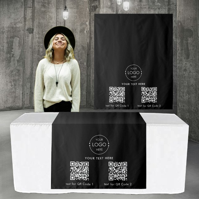 Tapete De Parede Compro para cima Pop Banner do estropo da Mesa Log (Pop Up Shop Table Runner Banner Logo 2 QR Codes Tapestry)