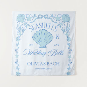 Tapete De Parede Conchas Marinhas & Sininhos de Casamento Despedida
